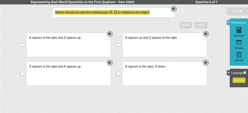 Where should you plot the ordered pair (6,3) in relation to the origin?-example-1