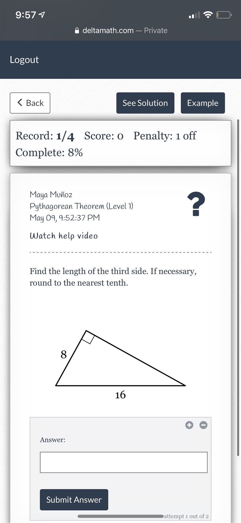 Helpppp i don’t get this Find the length of the third side. If necessary, round to-example-1