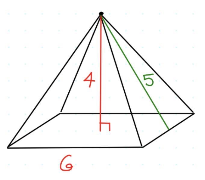 HELP NEEDED! What is the Surface Area of this pyramid? A)96 B)101 C)106 D)111-example-1