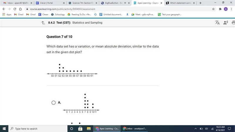 Which data set has a variation, or mean absolute deviation, similar to the data set-example-1