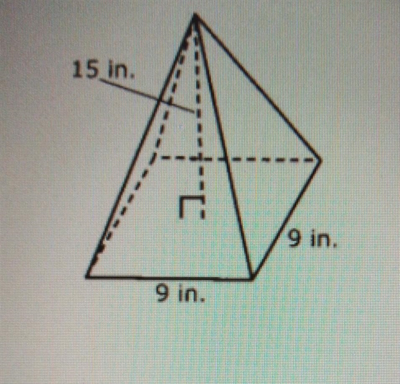 What is the volume in cubic inches of the pyramid shown in the diagram? ​-example-1