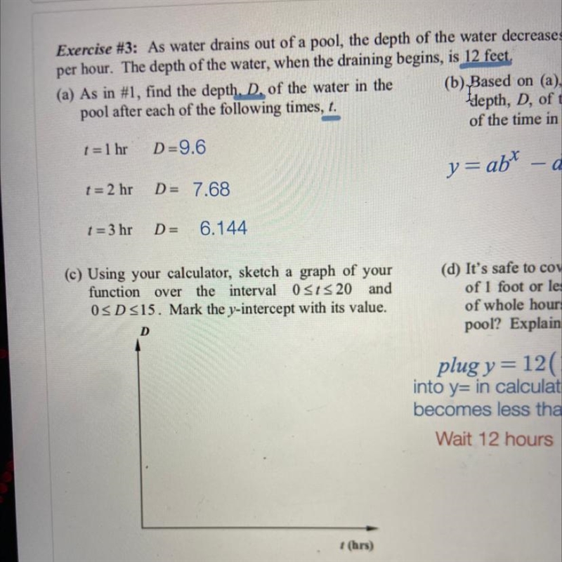 (c) Using your calculator, sketch a graph of your function over the interval Osts-example-1