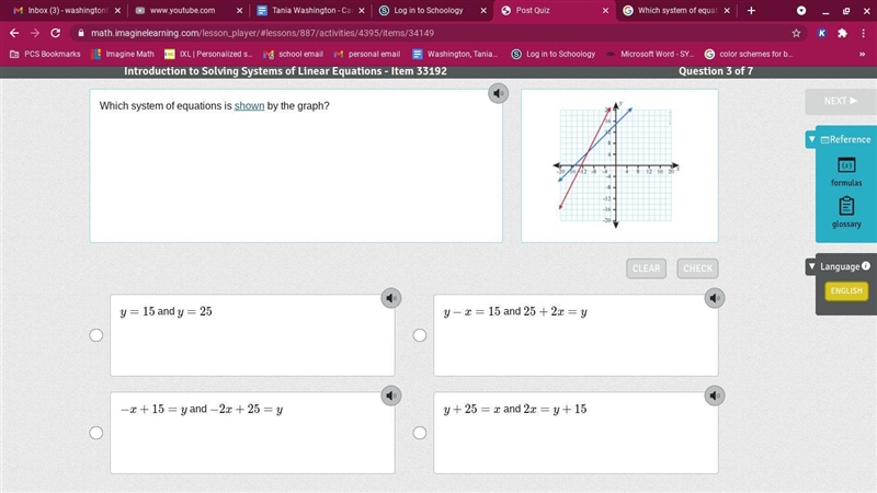 Which system of equations is shown by the graph?-example-1