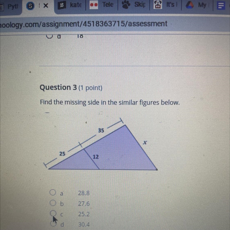 Find the missing side in the similar figures below-example-1