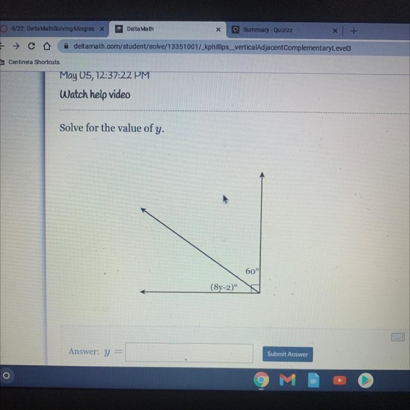 Solve for the value of y. 60° (8y-2)-example-1