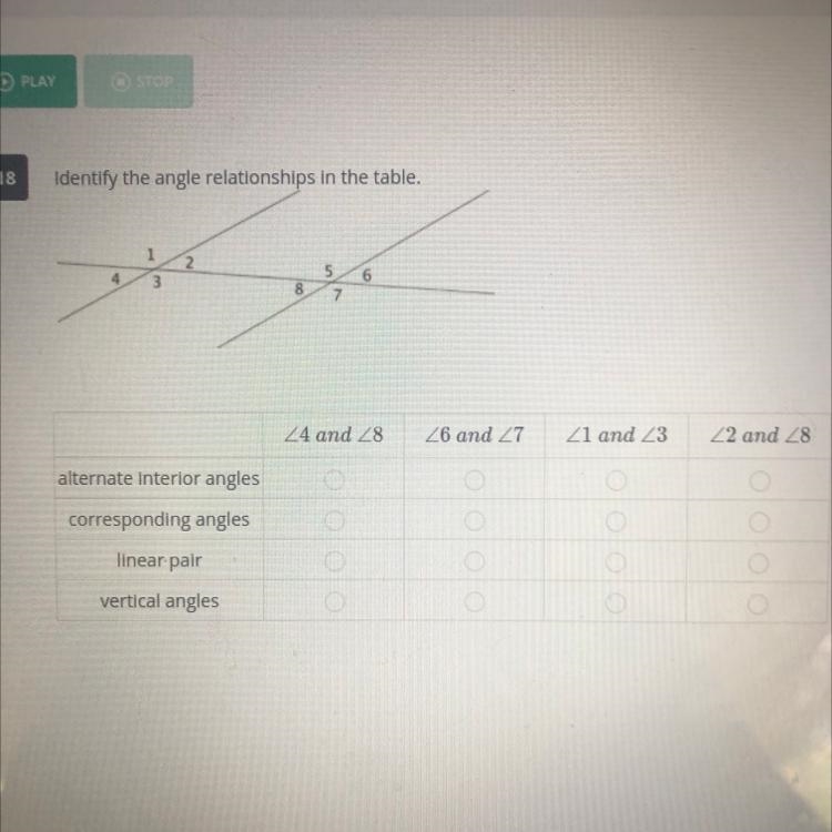 Find the angle relationship in the table￼-example-1