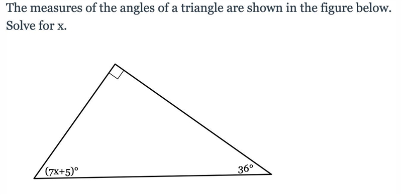 Help!! the measure of the angles of a triangle are shown in the figure below. Solve-example-1