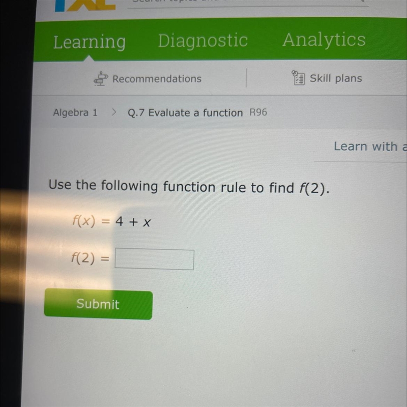 Use the following function rule to find f(2).-example-1