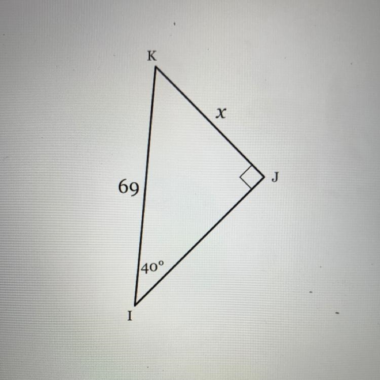 Solve for x. Round to the nearest tenth, if necessary. K X J 69 400 I-example-1