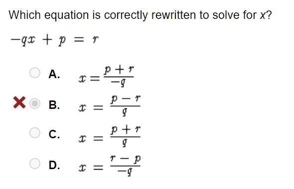 Which equation is correctly rewritten to solve for x?-example-1