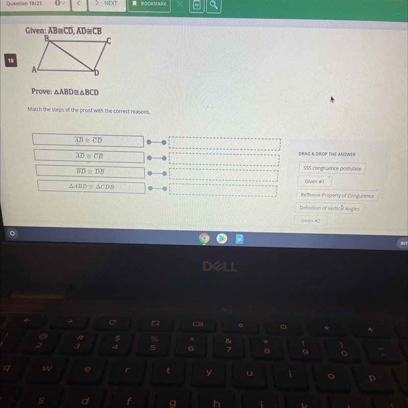 Match the steps of proof with the correct reasons.-example-1