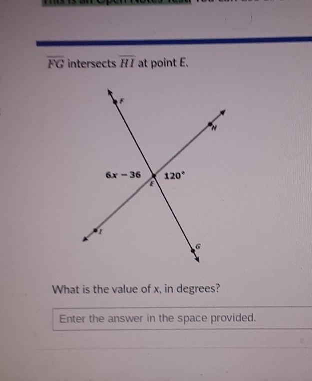 FG intersects HI at point E. What is the value of x, in degrees?​-example-1