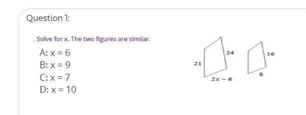 I think it’s B. X=9 But I’m not sure?!-example-1