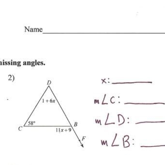 Solve x find the missing Angles-example-1