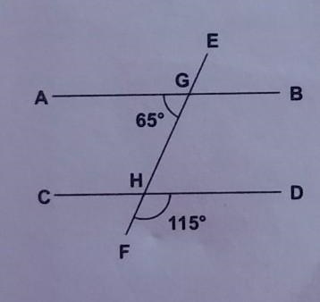 Examine whether each of the following pair of lines AB and CD are parallel or not-example-1