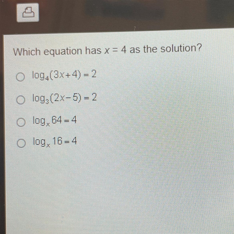 Which equation has x=4 as the solution-example-1