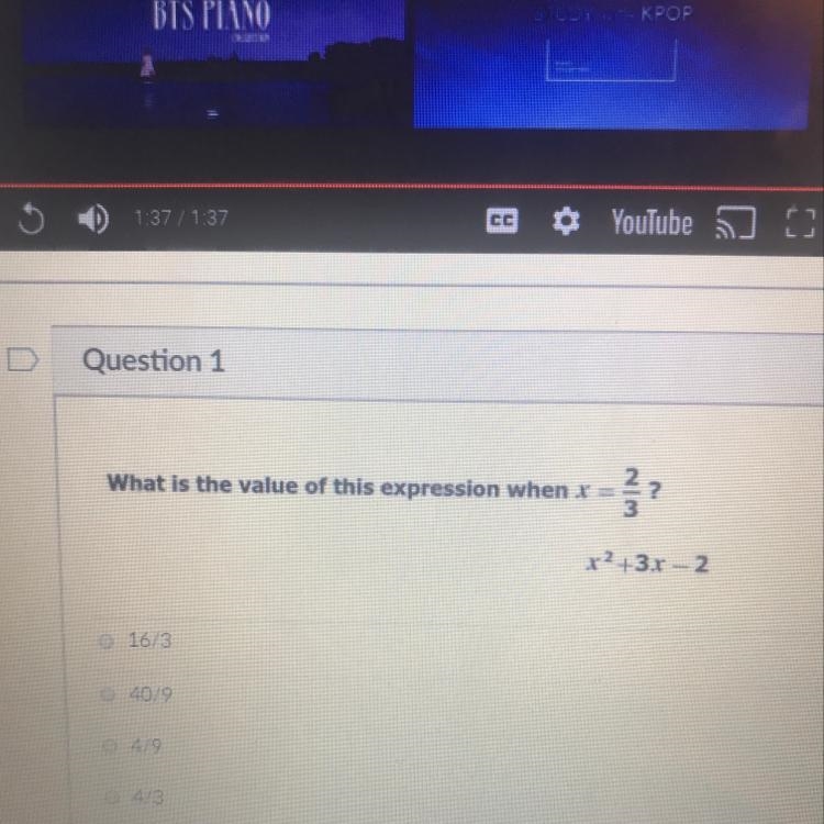 Answer choices: 16/3 40/9 4/9 4/3-example-1