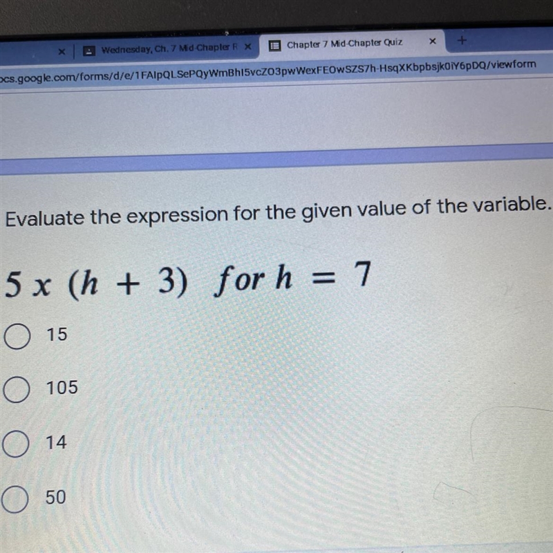 5 x (h + 3) for h = 7-example-1