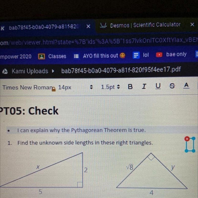 HELLPP ASAP!!!! 1. Find the unknown side lengths in these right triangles.-example-1