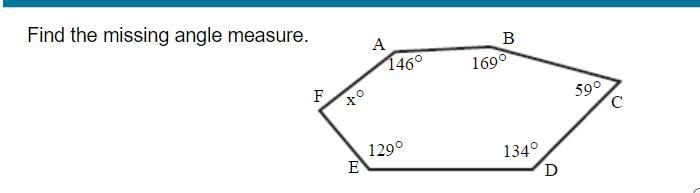 Find the missing angle measure.-example-1