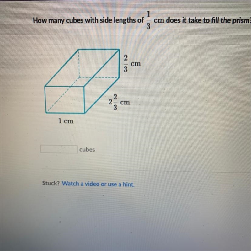 1 How many cubes with side lengths of em does it take to fill the prism? cm 2 alon-example-1