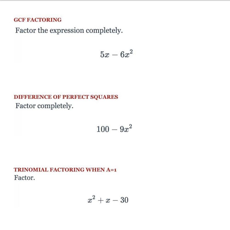 GCF FACTORING factor the expression completely. 5x-6x^3-example-1