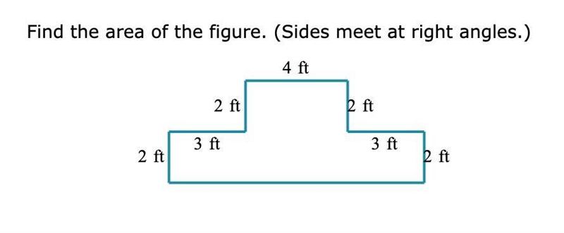 Find the area of the figure. (Sides meet at right angles.)-example-1