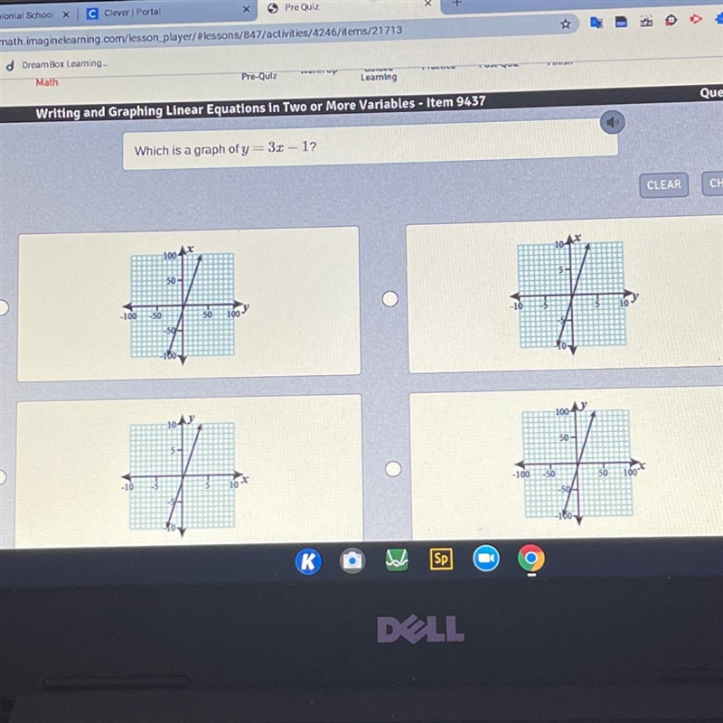 HELP I NEED A SUPER FAST ANSWER Which is a graph of y=3z - 1?-example-1