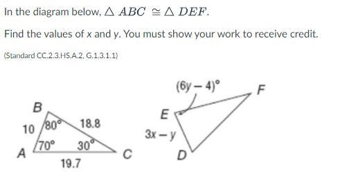 Find the values of x and y.-example-1