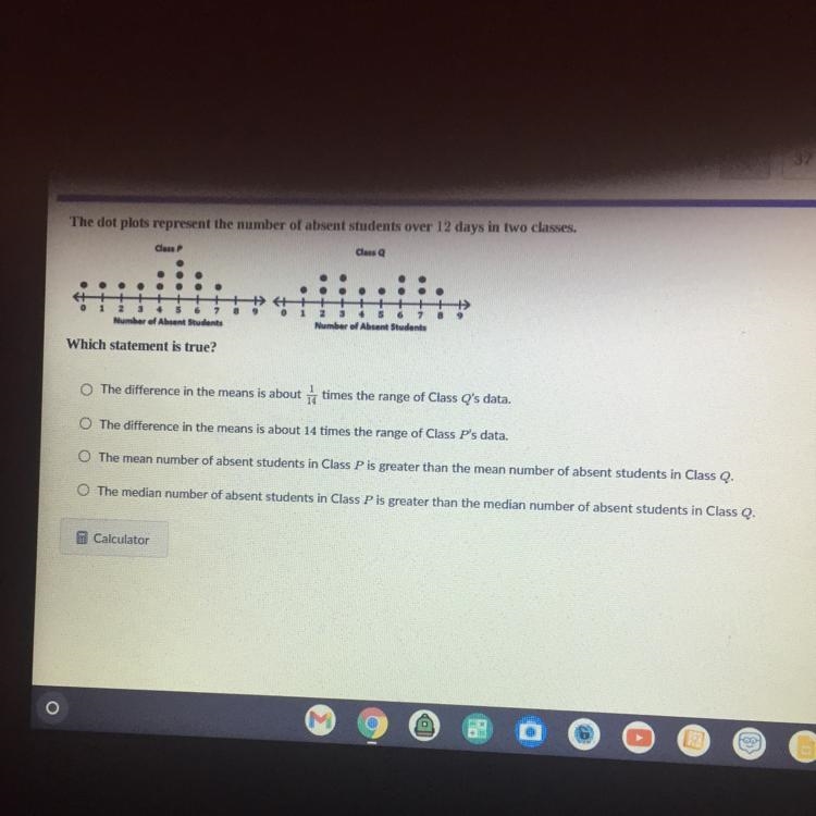 The dot plots represent the number of absent students over 12 days in two classes-example-1