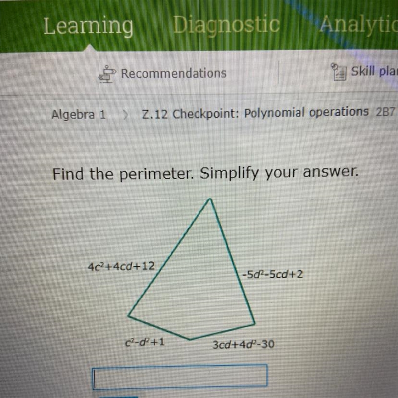 HELPPPPP Find the perimeter. Simplify your answer. 40 +4cd+12 -502-5cd+2 c-d2+1 3cd-example-1