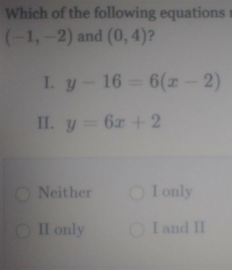 Which of the following equations represents a line that passes through the points-example-1