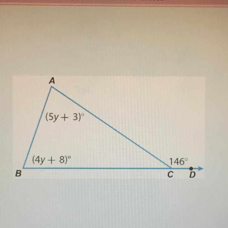 A. Solve for y. B. What is the measure of the missing angles?-example-1