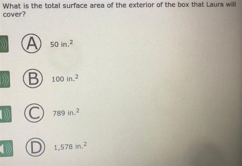 Laura wants to cover a box with fabric: - the box is in the shape of a rectangle prism-example-1