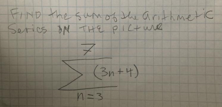 Find the sum of the Arithmetic Series on the picture.-example-1