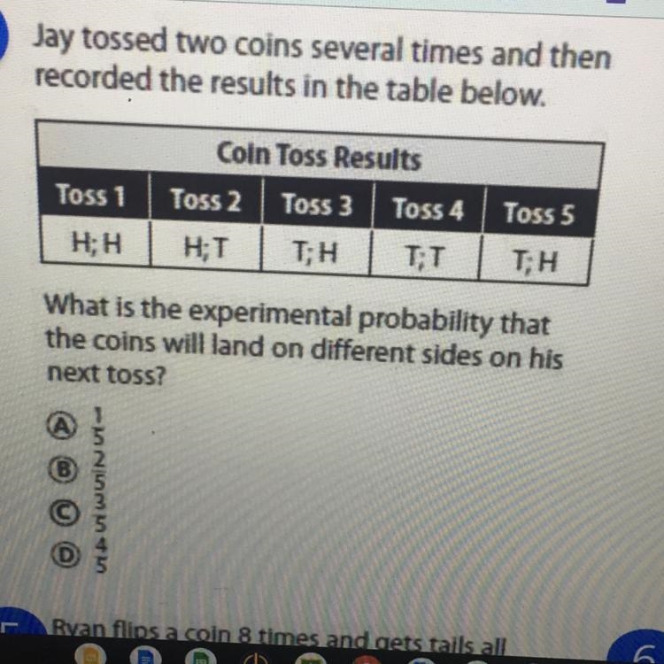 Jay tossed two coins several times and then recorded the results in the table below-example-1