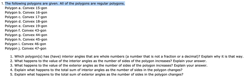 PLEASE HELP QUICK! The following polygons are given. All of the polygons are regular-example-1