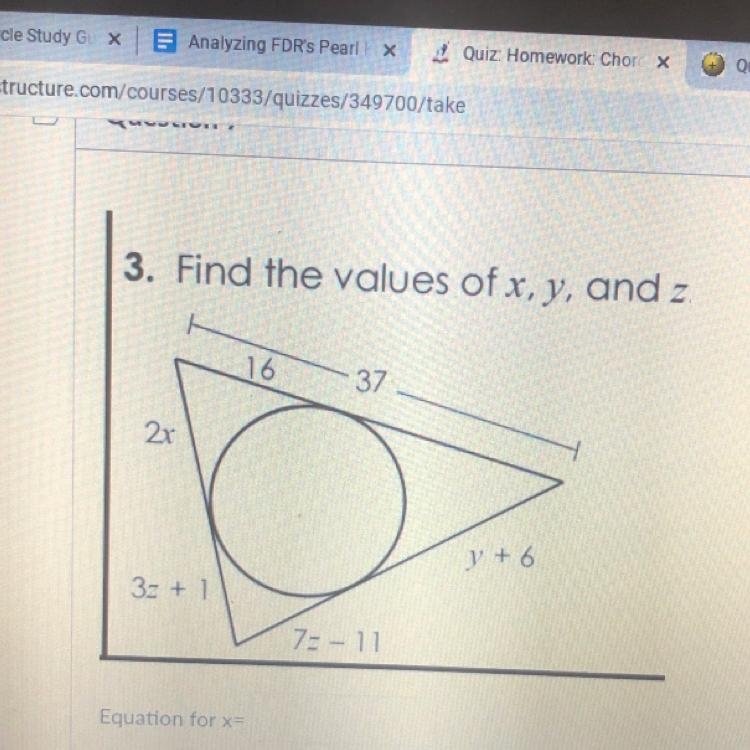 Find the values of x,y, and z and the perimeter-example-1