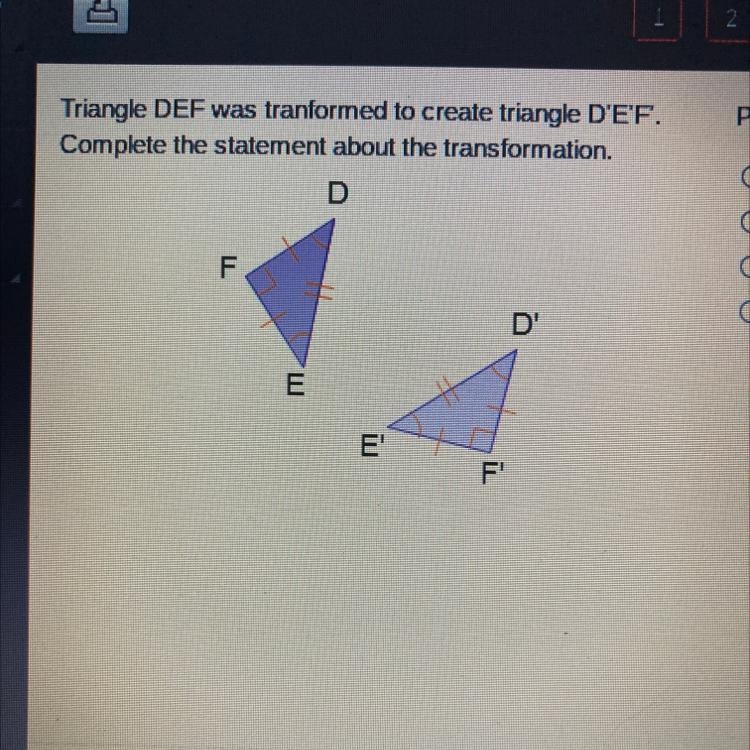 Point F' corresponds to point D. point E. point F. opoint E.-example-1