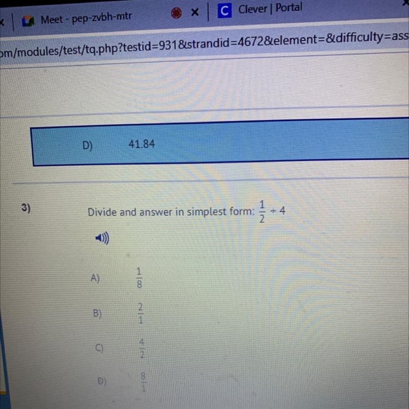 Divide and answer in simplest form 1/2 divider by 4-example-1