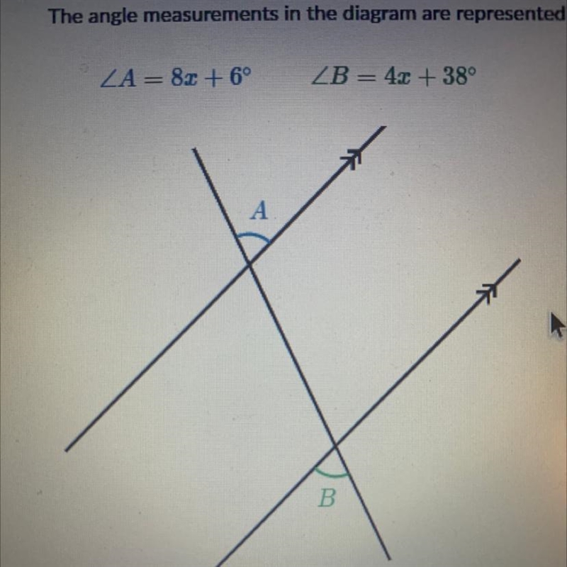 Solve for x and then find the measure of ZB-example-1