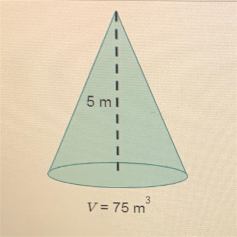 What is the base area of the cone? 15 m² 25 m² 45 m² 125 m²-example-1