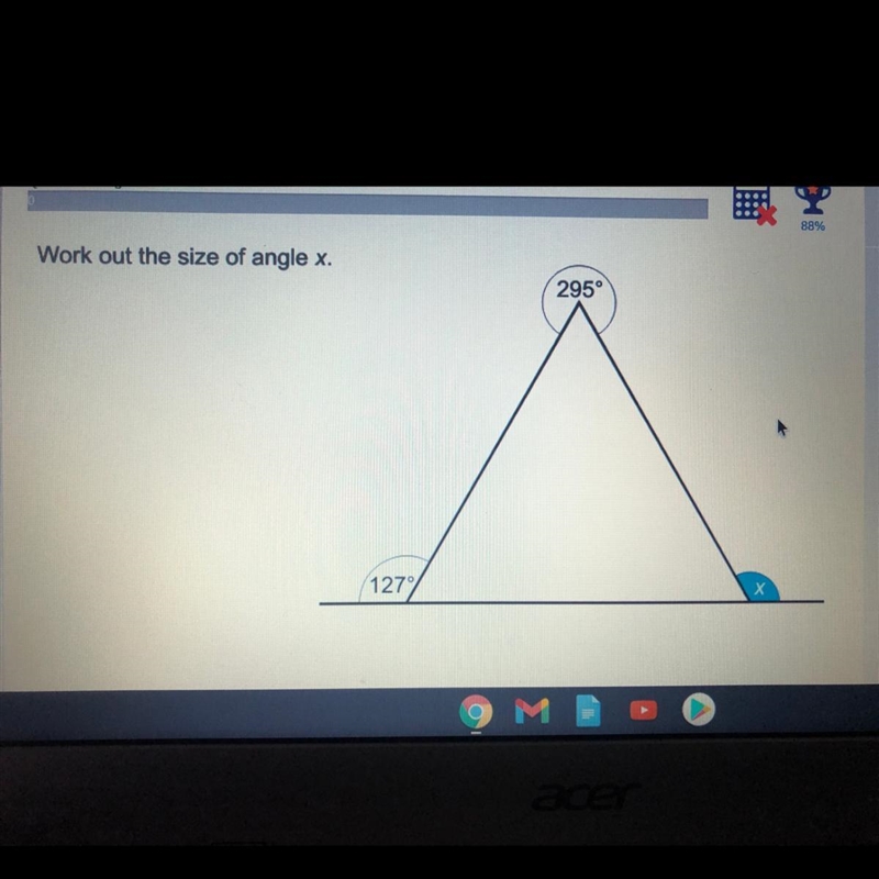 Helpppp!!!! Work out the size of angle x.-example-1