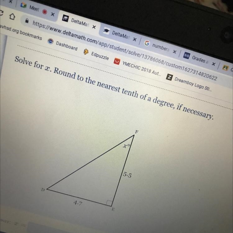 Solve for X. Round to the nearest tenth of a degree, if necessary.-example-1