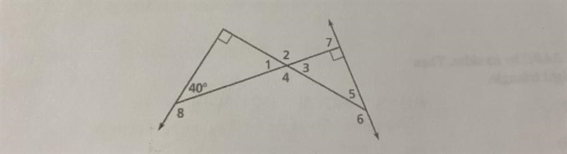 Find the measure of the numbered angles. Angle 1 = Angle 2 = Angle 3 = Angle 4 = Angle-example-1