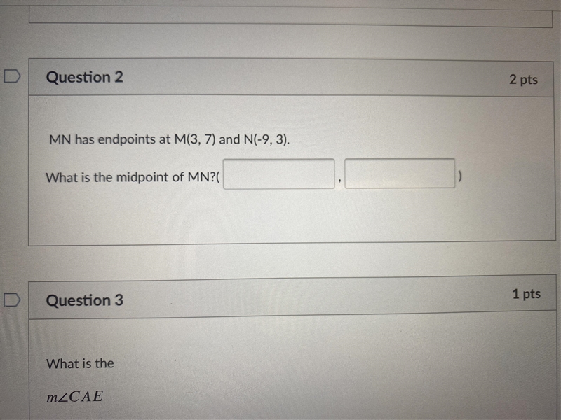 MN has the endpoints at M(3,7) and N(-9,3) what is the midpoint of MN?-example-1