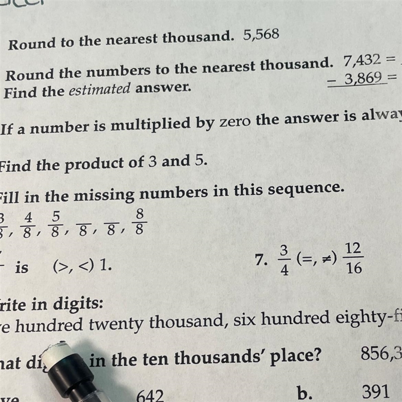 Round the numbers to the nearest thousand 7,432= -3,869 Find the estimated answer-example-1