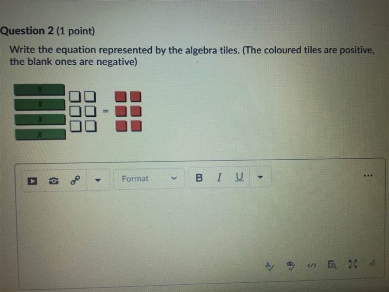 2)write the equation represented by the algebra tiles-example-1