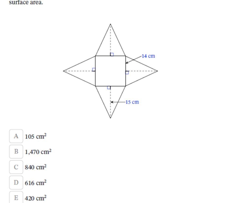 If the given figure was folded into a square pyramid, determine its lateral surface-example-1