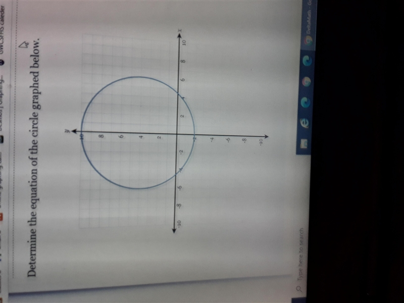 Determine the equation of the circle graphed below-example-1